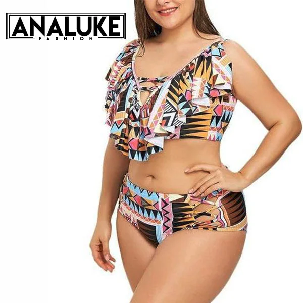 Buy More, Save More Big Size Cross Geometric Swimsuit
