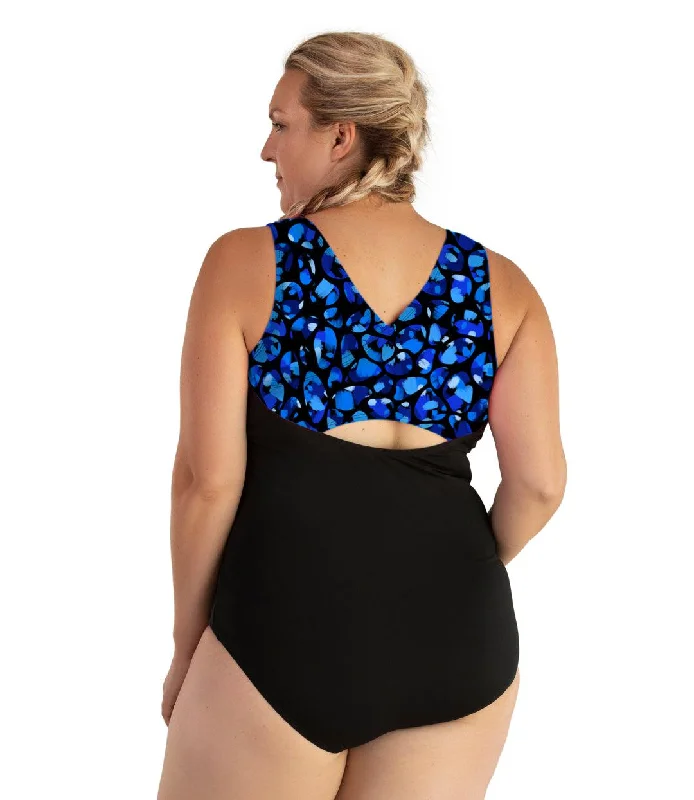 Discount Mania AquaSport Crossback Tanksuit Ocean Blues Print Black