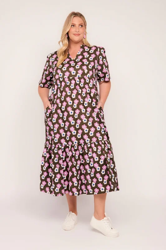 Amazing Deals Sabre V-Neck Dress in Kabuki