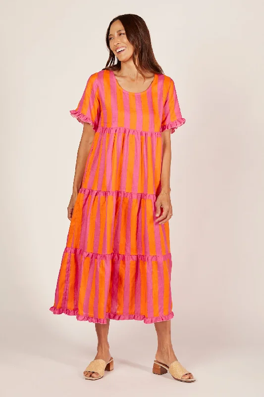Weekend Flash Sale Sabre Linen Frill Maxi Dress in Afterglow