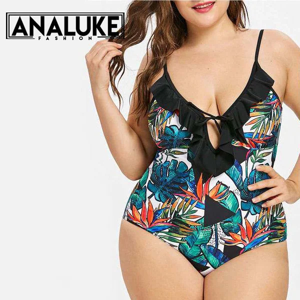 Extra Discounts High Waist Leaf Printed Swimsuit