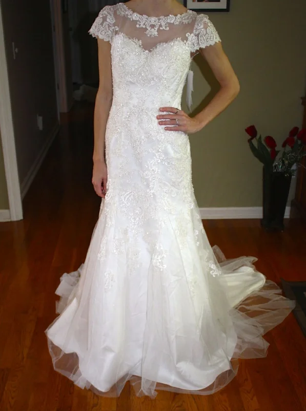 Savings Bonanza David's Bridal Jewel Lace Cap-Sleeved