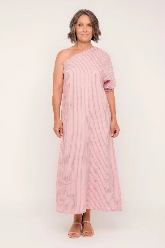 YEAR-End Sale Emma Linen One Shoulder Dress in Beverly Hills