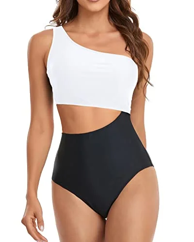 YEAR-End Clearance Deep Cutout Opening High Waisted Cutout One Piece Swimsuits-White