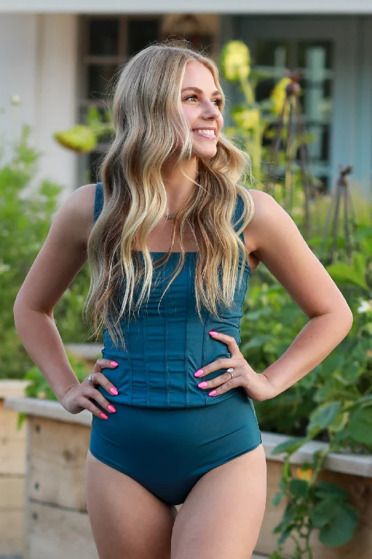 Loyalty Reward Charlotte - Slate Blue Corset Tankini - $92