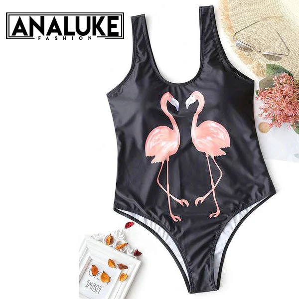 Special Savings Plus Size Flamingo Swimwear