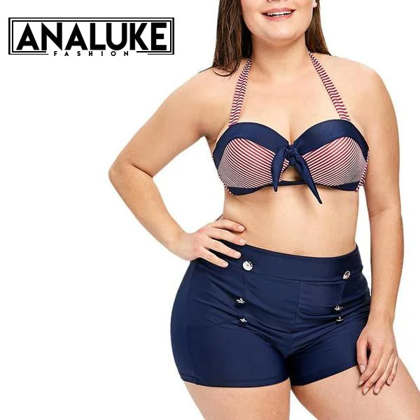 New Markdowns New Striped High Waist Swimsuit