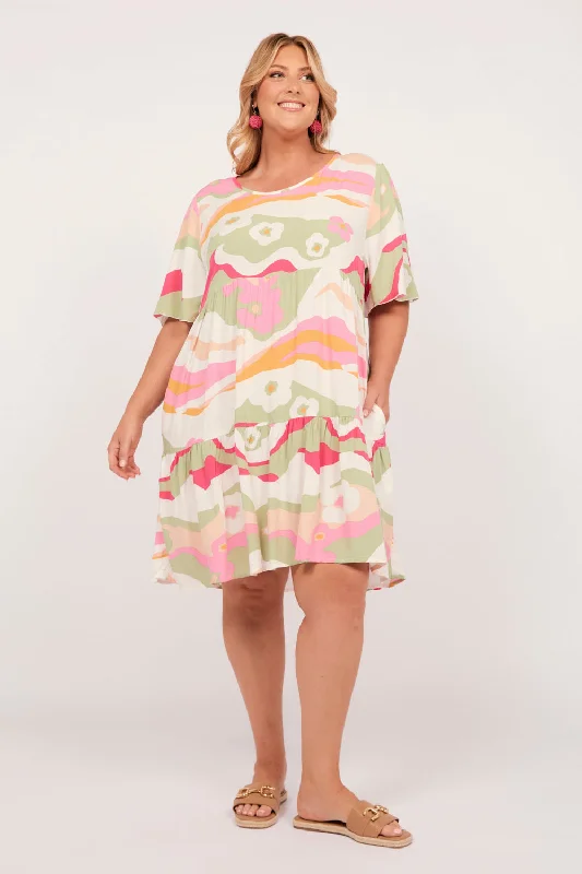 Sale Event Sabre Short Flutter Sleeve Dress in Solene Olive