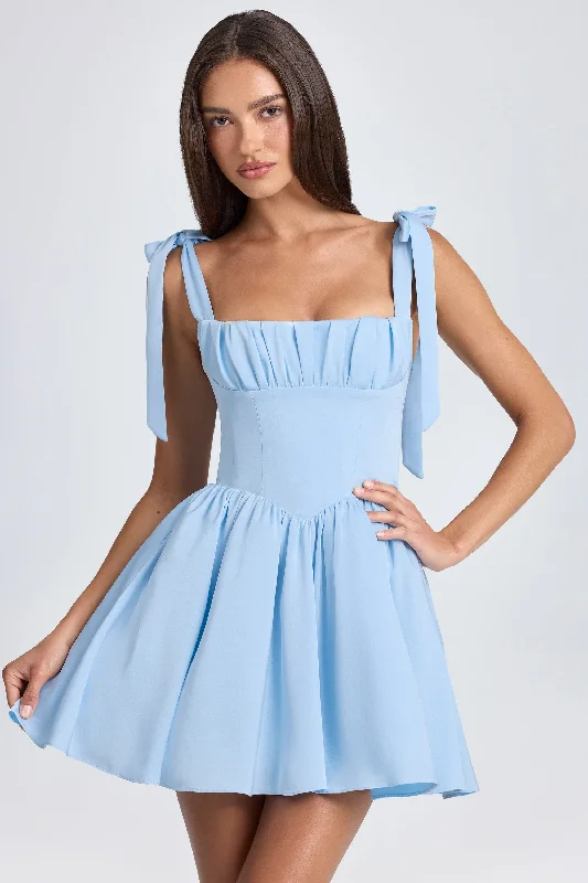 Can't Miss Draped Corset Mini Dress in Powder Blue