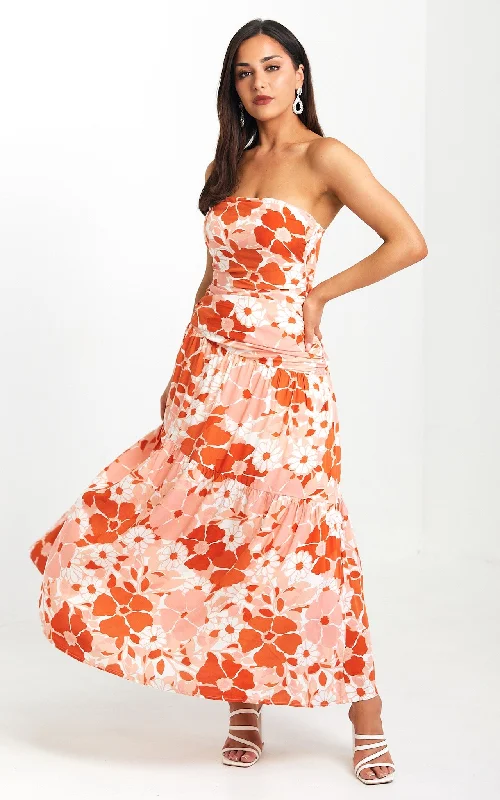 Mega Sale Cosima Maxi Dress - Orange Pink Multi Floral