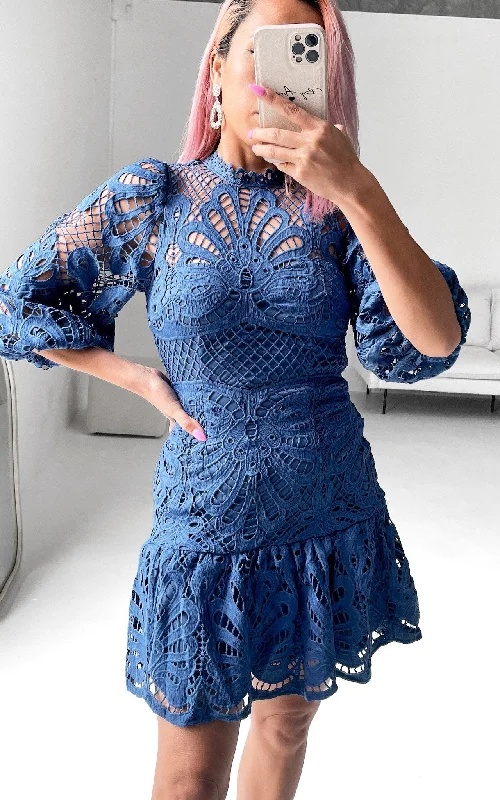Lowest Price Raelynn Lace Mini Dress - Blue