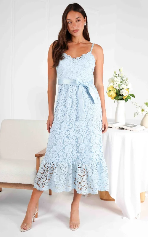 Price Meltdown Fleur Lace Midi Dress - Baby Blue
