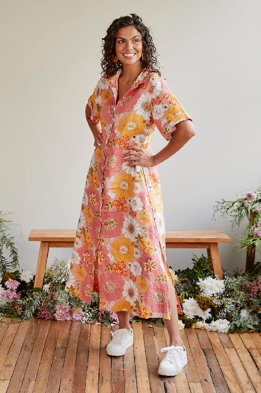Hot Deal Gracie Linen Shirt Dress in Vienna