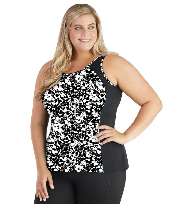Unbeatable Prices QuikEnergy Tankini Swim Top Hibiscus Black