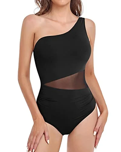 Time-Limited Offer Women's One Piece Bathing Suit One Shoulder Swimsuit Monokini-Black