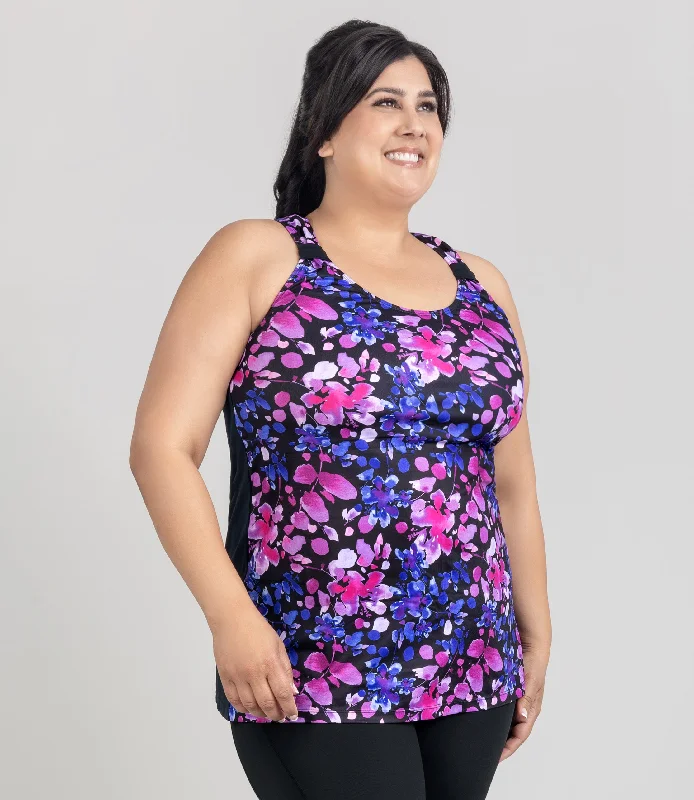Act Fast AquaSport Hanalei Tankini Top Floral Elegance Print Black