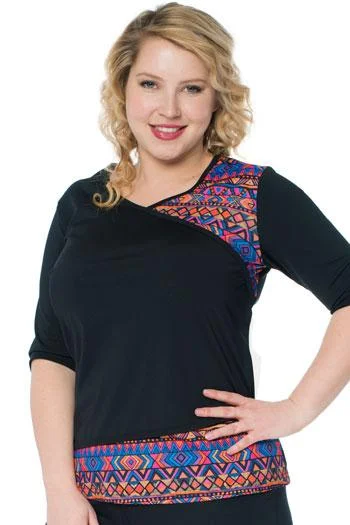 Deal of the Day Faux Wrap V-neck Swim Top - Chlorine Proof