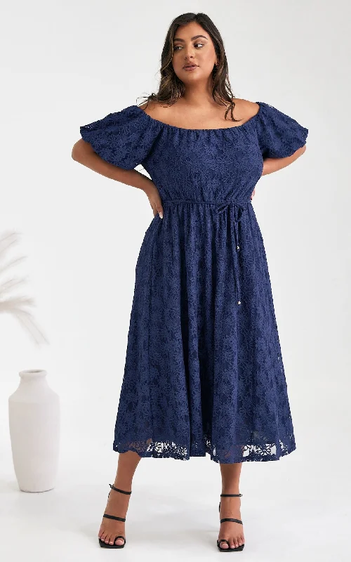 Price Rollback Nara Midi Dress - Navy Lace