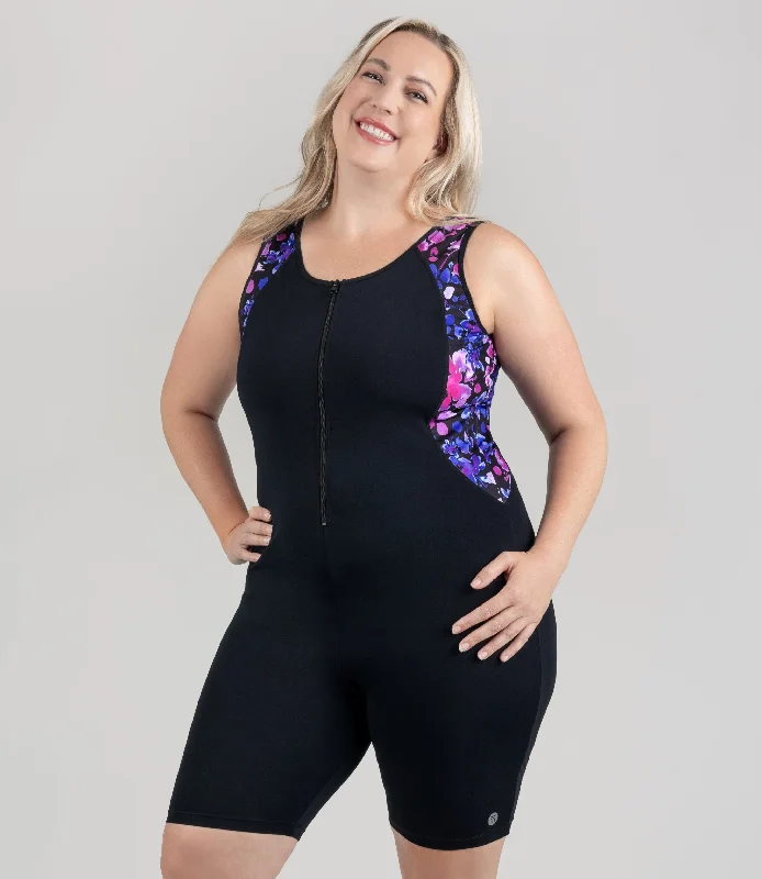 Savings Event AquaSport Crossback Aquatard Floral Elegance Print Black Petite/Average Savings Event AquaSport Crossback Aquatard Floral Elegance Print Black Petite/Average