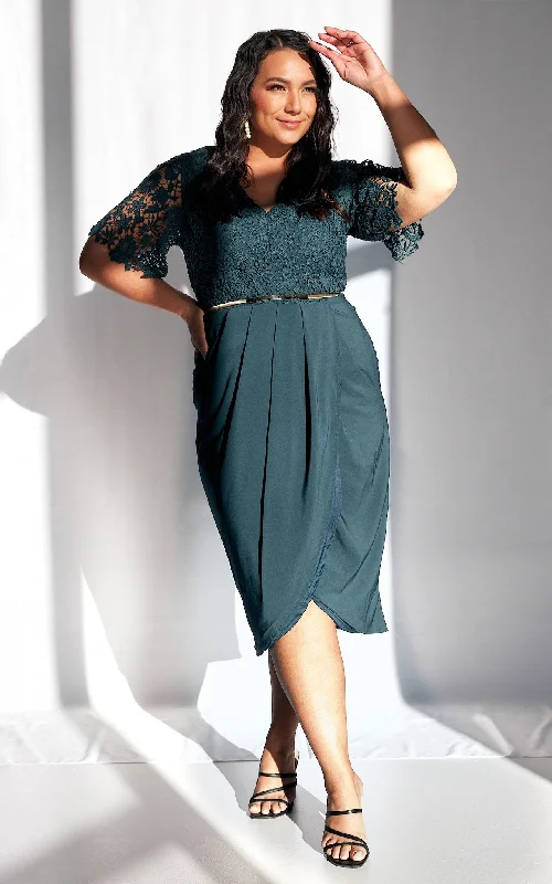 Act Now Anderson Midi Dress - Teal Green