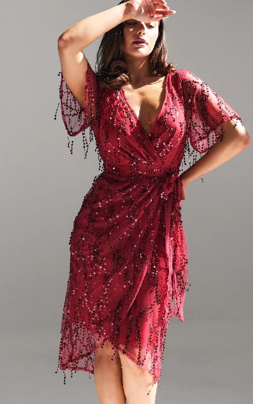 Shop and Save Fireworks Sequin Midi Dress - Wine