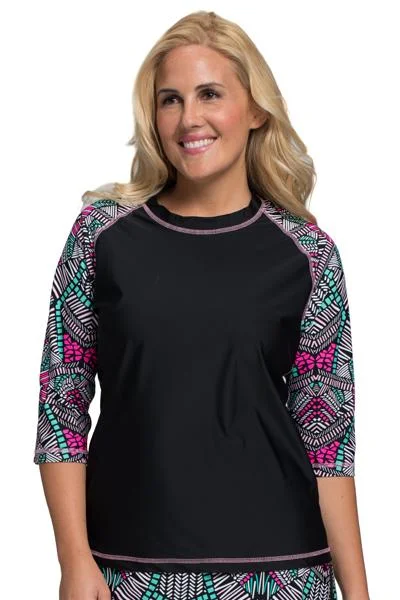 Massive Deals Baseball Babe Inspired Long 3/4 Sleeve Rash Guard Swim Shirt