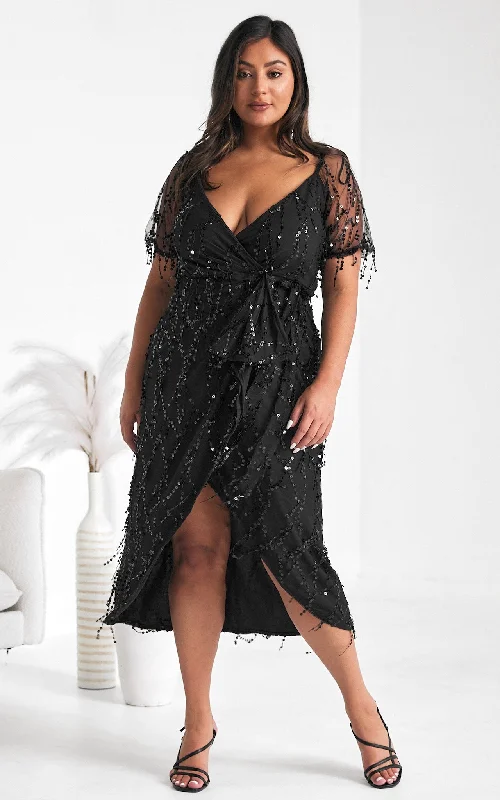 Discount Days Hilton Wrap Midi Dress - Black