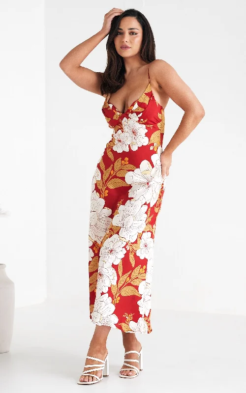 Last Chance Maddox Maxi Dress - Red Floral