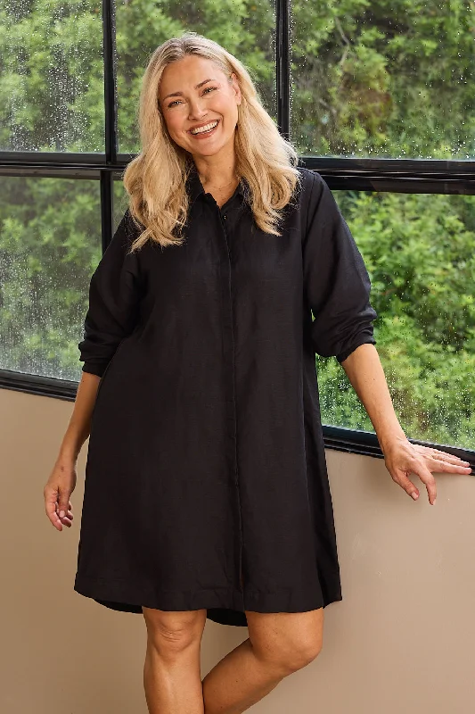 Bargain Prices Anouk Linen Shirt Dress in Black