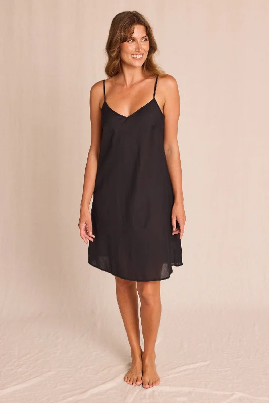 Price Drop Adrift Cotton Slip in Black