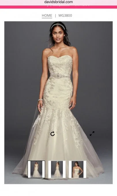 Hurry In David's Bridal Jewel Lace Wedding Dress with Sweetheart Neckline