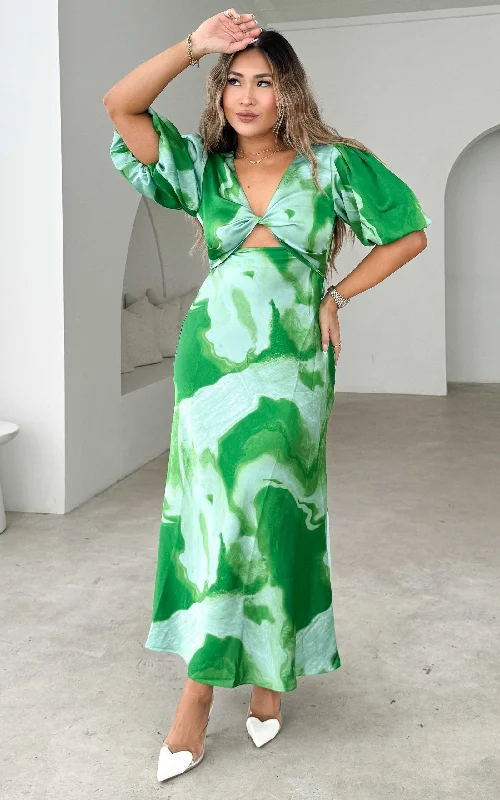 Price Reduction Kamala Maxi Dress - Green Print
