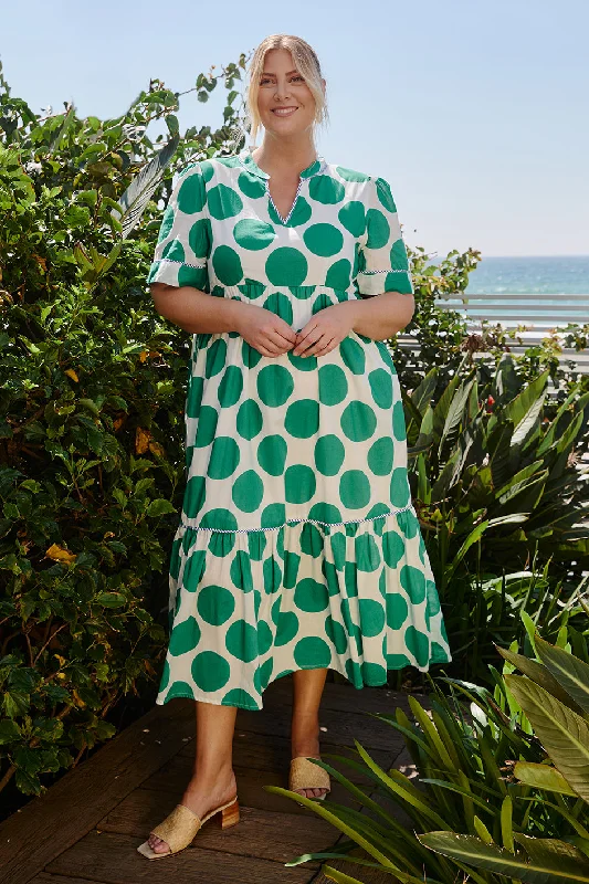 Final Sale Sabre V-Neck Dress in Polka Fest