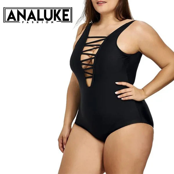 Today’s Deal Large Size Black Swimsuit