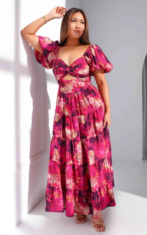 Limited Time Bretta Maxi Dress - Plum Purple Floral
