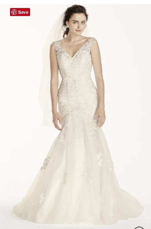 Online Only David's Bridal Jewel Mermaid Wedding Dress with Open Back