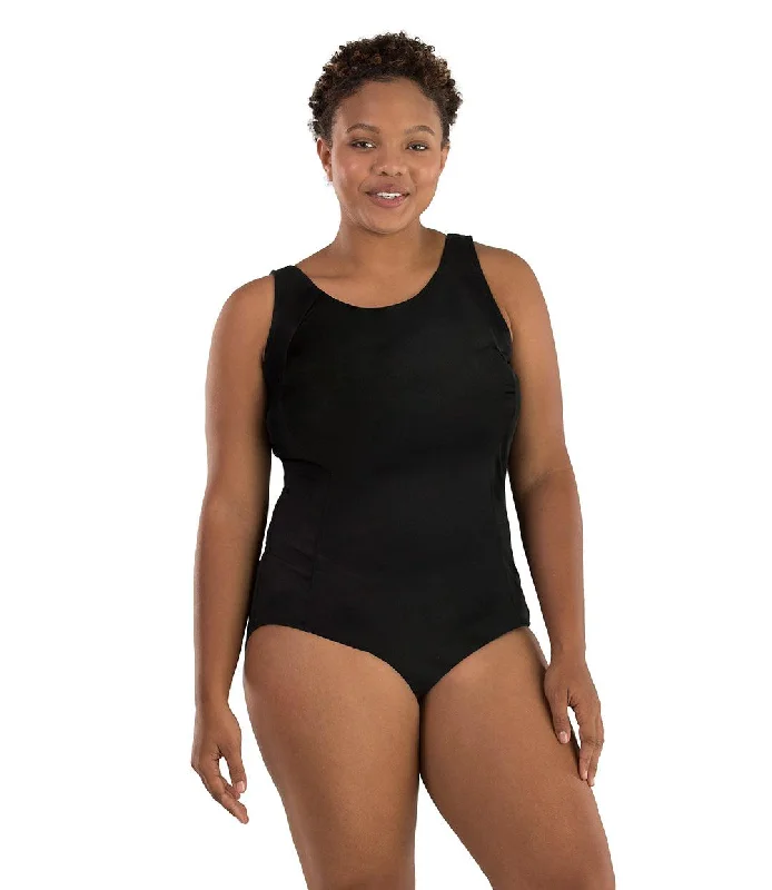 Quick Sale AquaSport™ Princess Seam Tanksuit Black