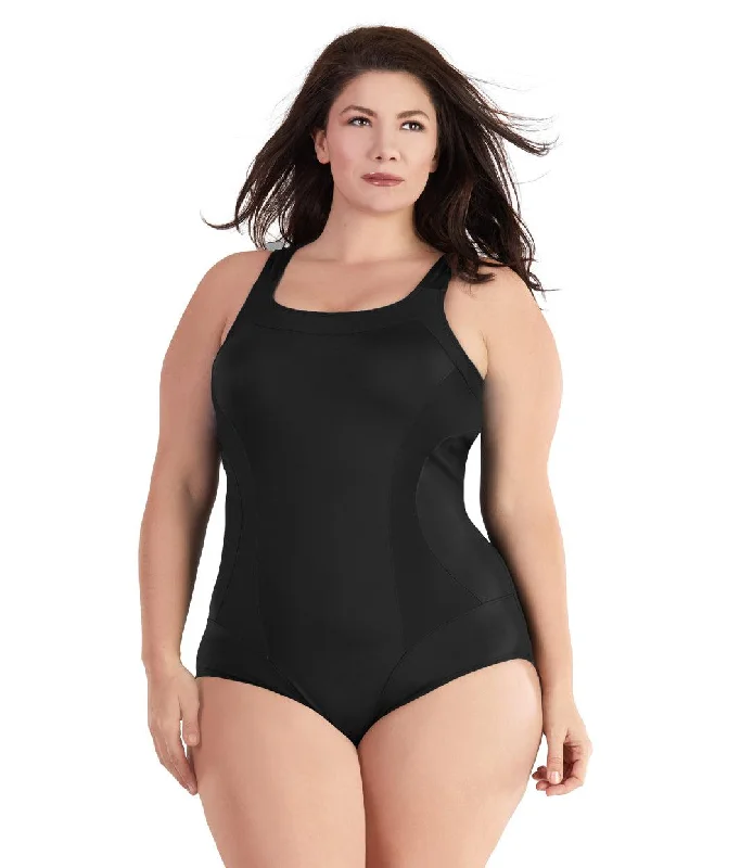 Best Bargains QuikEnergy Color Block Tank Suit Black