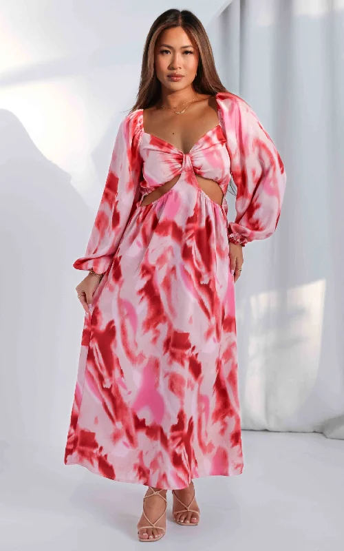 Loyalty Reward Shanade Maxi Dress - Pink Abstract Print