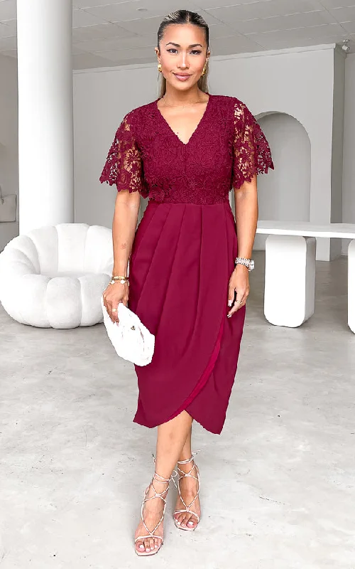 Extra Discounts Anderson Midi Dress - Wine