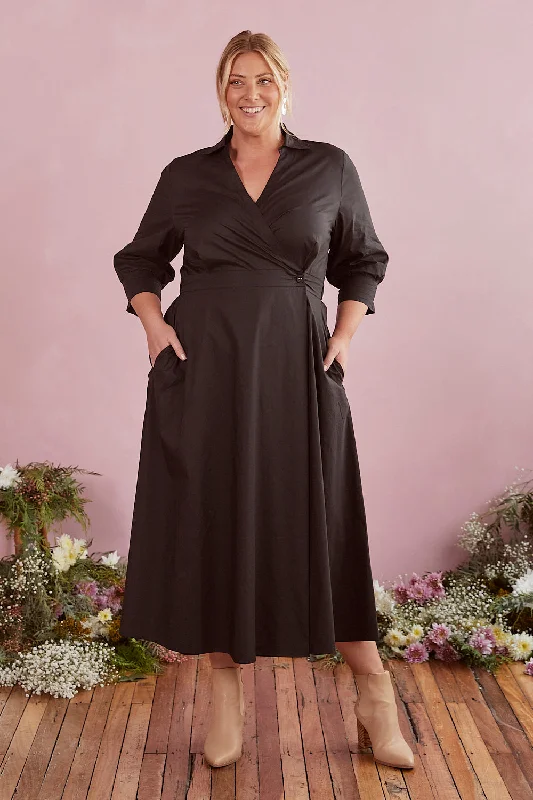 Today’s Deal Wendy Poplin Wrap Dress in Black