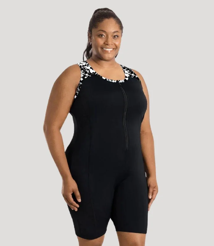 Now or Never QuikEnergy Racerback Zip Front Aquatard Hibiscus Black