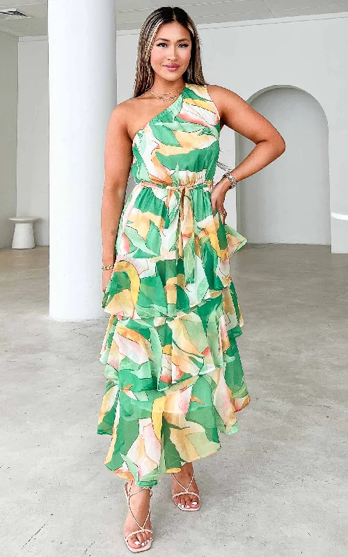Early Bird Discount Willow Sleeveless Maxi Dress - Green Multi Print