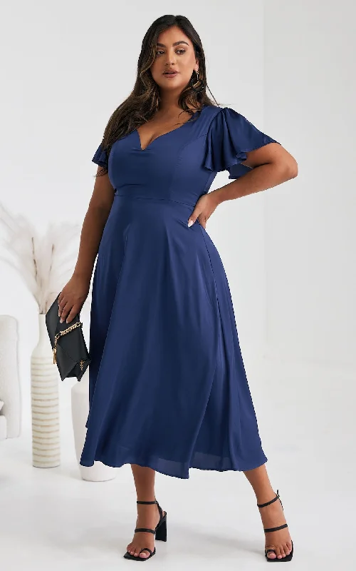 Lowest Price Cabernet Maxi Dress - Navy Blue Satin