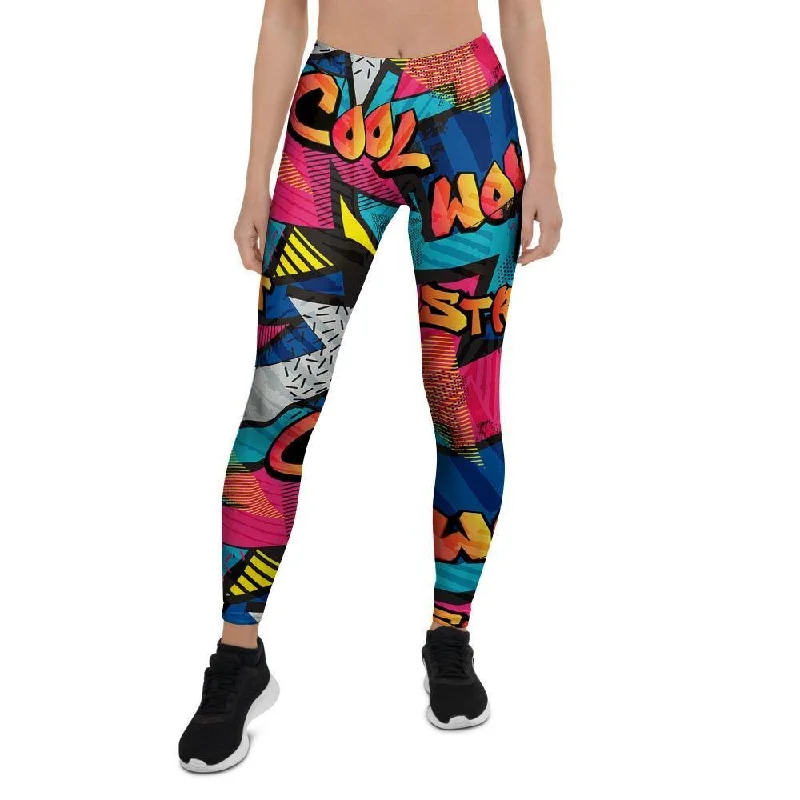 Closeout Abstract Graffiti Wow Print Women's Leggings
